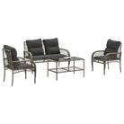 Loungeset in grijs materiaal met gepoedercoat staal en afmetingen - Tuinsets