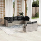 Loungeset in grijs materiaal met gepoedercoat staal en afmetingen - Lichtgrijs / Met tafel - Tuinsets