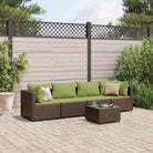 Loungeset in grijs materiaal met gepoedercoat staal en comfortabele rugkussens - Bruin en groen - Tuinsets