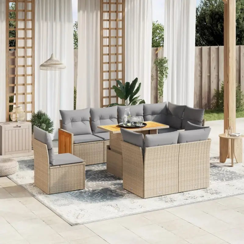 Loungeset in grijs materiaal met gepoedercoat staal en comfortabele afmetingen - Beige en grijs / zonder opbergruimte