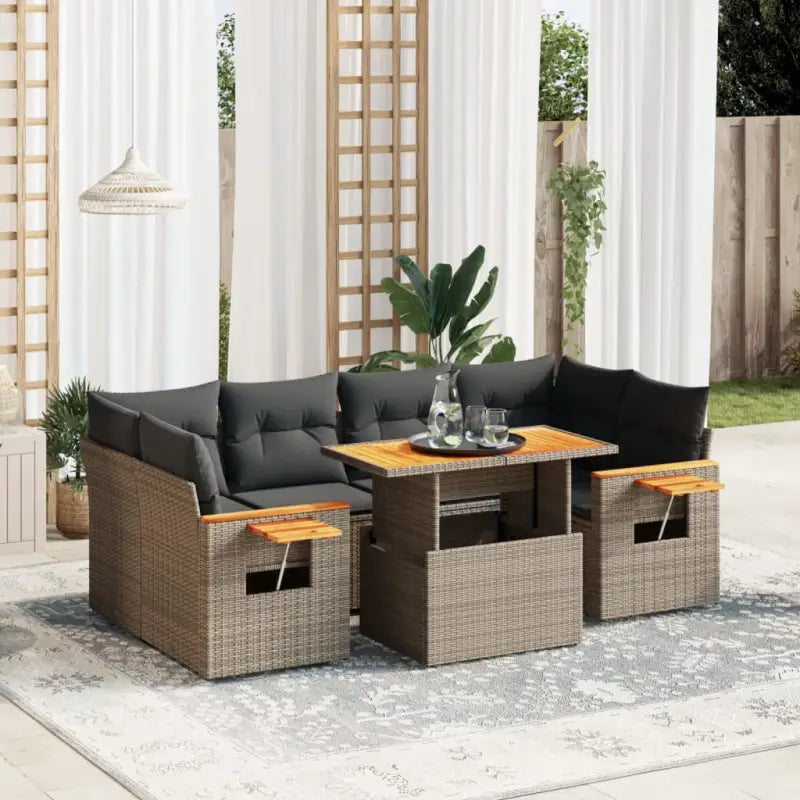 Loungeset in grijs materiaal met gepoedercoat staal en comfortabele afmetingen - Grijs / zonder opbergruimte - Tuinsets