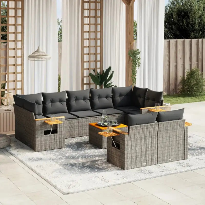 Loungeset in grijs materiaal met gepoedercoat staal en comfortabele afmetingen - Grijs - Tuinsets
