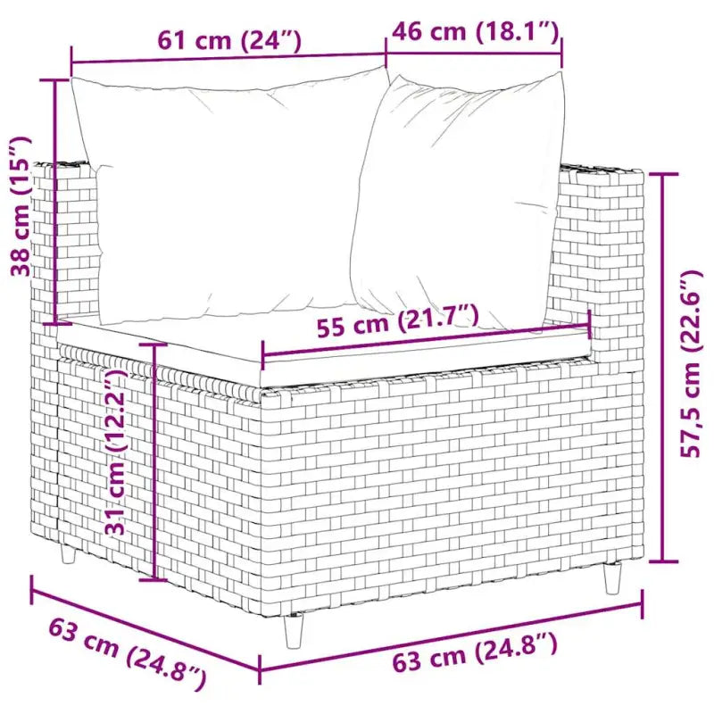 Loungeset in grijs materiaal met gepoedercoat staal en comfortabele rugkussens - Tuinsets