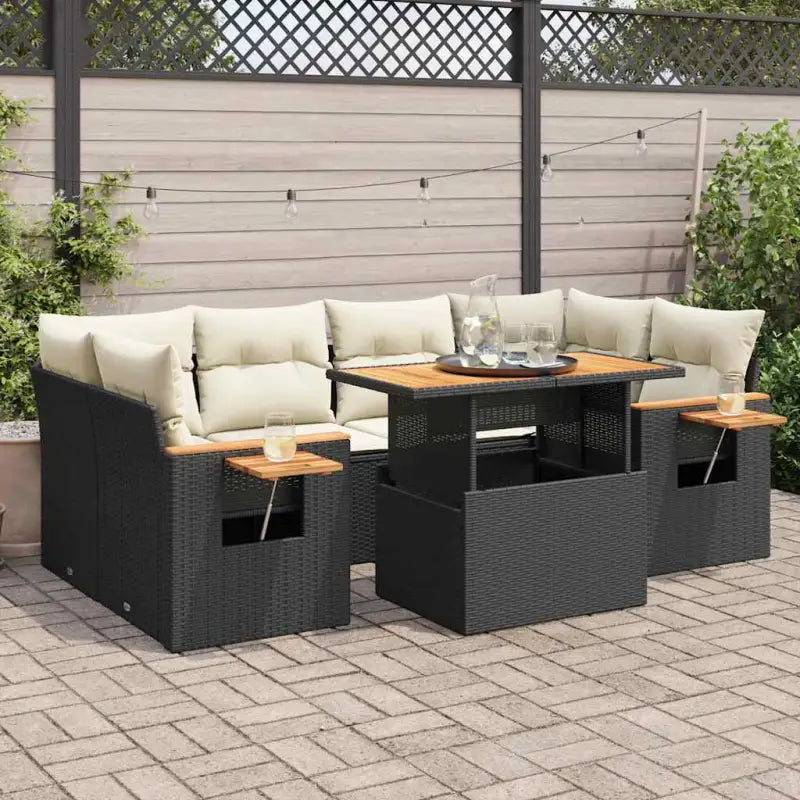 Loungeset in grijs materiaal met gepoedercoat staal en comfortabele afmetingen - Zwart en crème / met opbergruimte