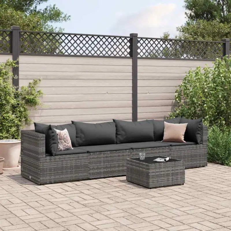 Loungeset in grijs materiaal met gepoedercoat staal en comfortabele rugkussens - Grijs - Tuinsets