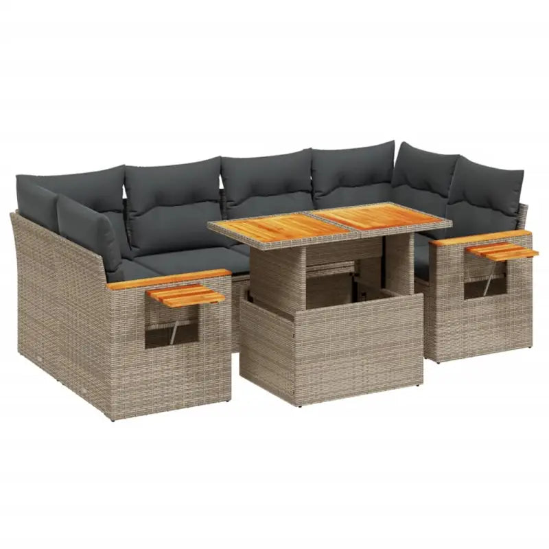 Loungeset in grijs materiaal met gepoedercoat staal en comfortabele afmetingen - Tuinsets