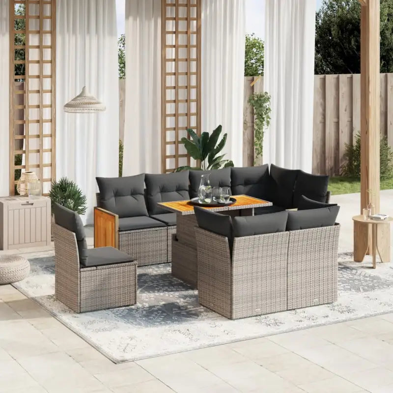 Loungeset in grijs materiaal met gepoedercoat staal en comfortabele afmetingen - Grijs / zonder opbergruimte - Tuinsets
