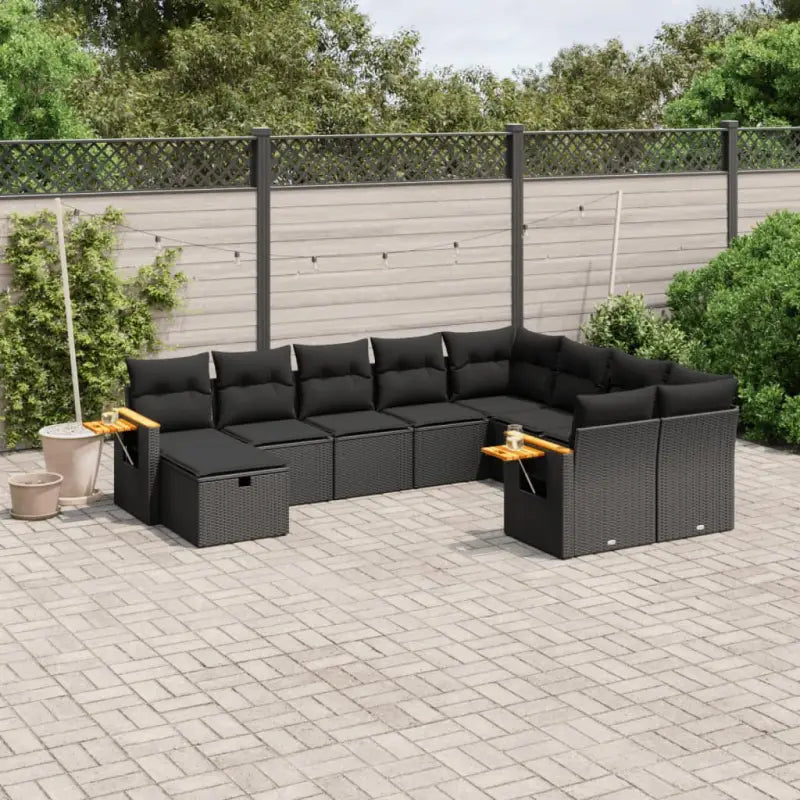 Loungeset in grijs materiaal met gepoedercoat staal en comfortabele afmetingen - Zwart - Tuinsets