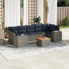 Loungeset in grijs materiaal met gepoedercoat staal en ideale afmetingen - Tuinsets