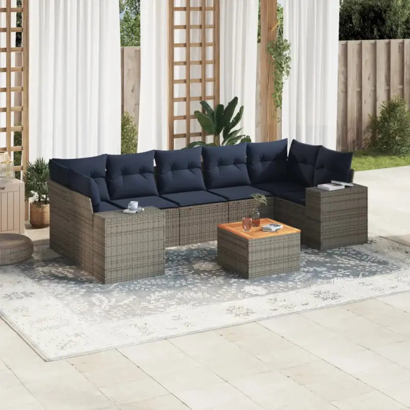 Loungeset in grijs materiaal met gepoedercoat staal en ideale afmetingen - Grijs - Tuinsets