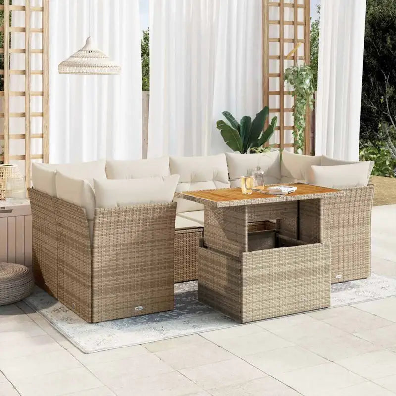 Loungeset in grijs materiaal met gepoedercoat staal en waterdichte tas - beige en crèmekleurig / met opbergruimte