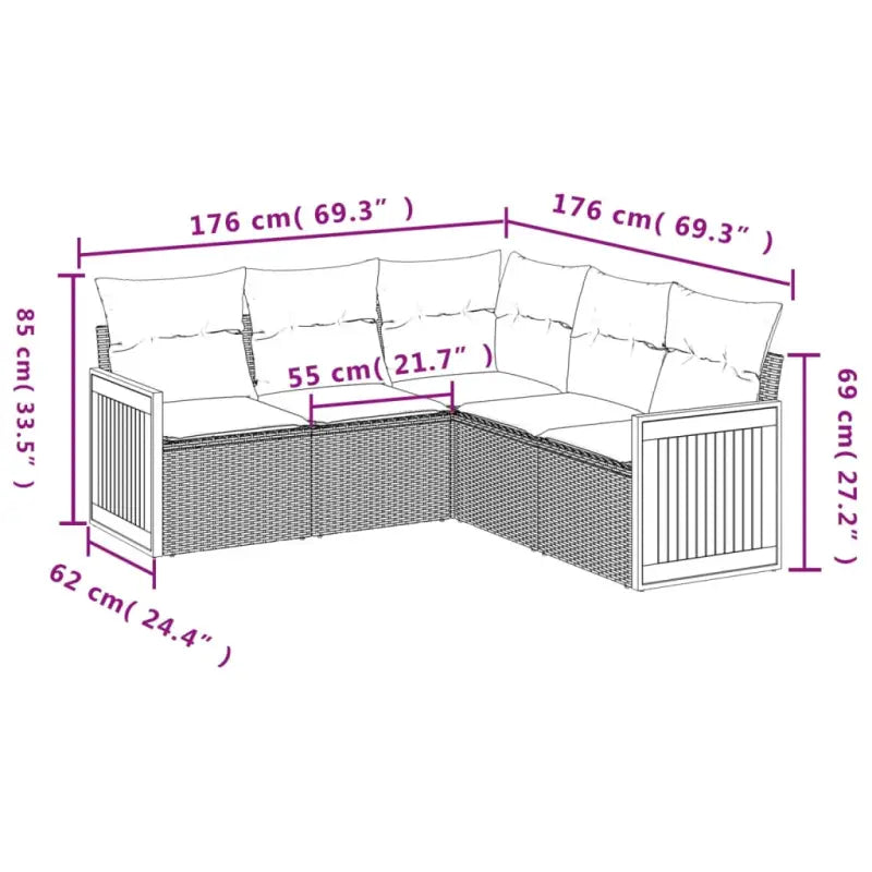 Loungeset in grijs materiaal met gepoedercoat staal en waterdichte zak - Tuinsets