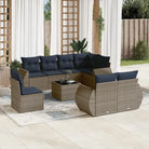 Loungeset in grijs materiaal met gepoedercoat staal en waterdichte tas - grijs en marineblauw / Met tafel - Tuinsets