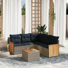 Loungeset in grijs materiaal met gepoedercoat staal en waterdichte zak - Grijs en blauw / Met tafel - Tuinsets