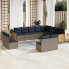 Loungeset in grijs materiaal met gepoedercoat staal en waterdichte zak - Grijs en blauw / Zonder tafel - Tuinsets
