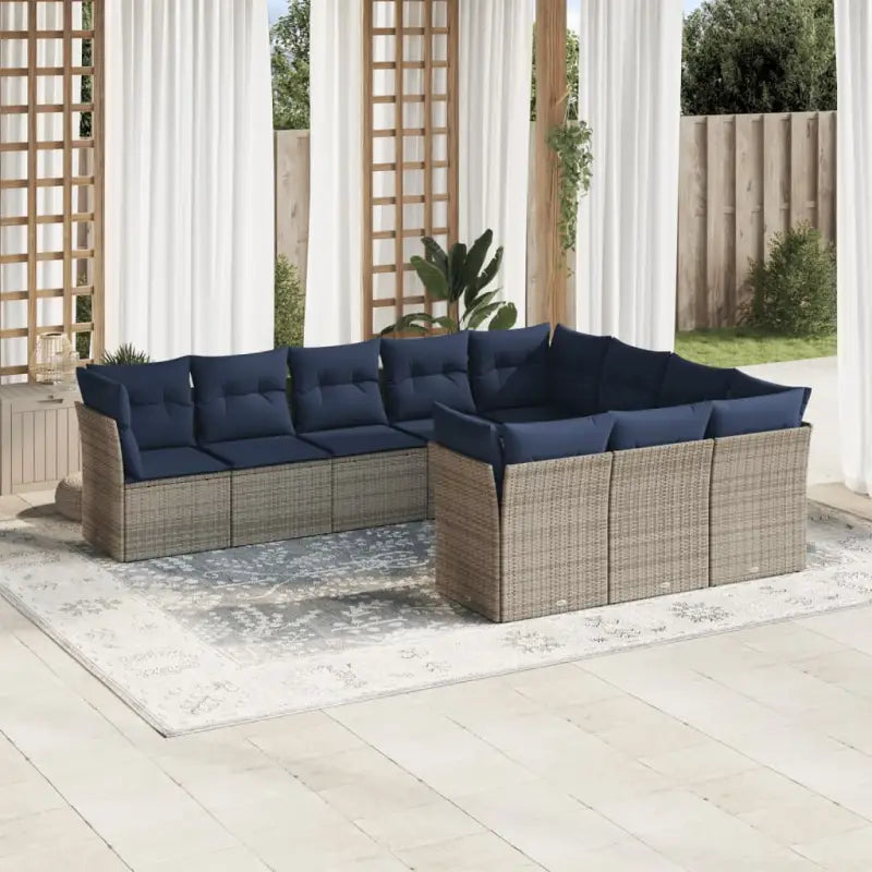 Loungeset in grijs materiaal met gepoedercoat staal en waterdichte tas - Grijs en blauw / Zonder tafel - Tuinsets