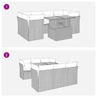 Loungeset in grijs materiaal met gepoedercoat staal en waterdichte tas - Tuinsets