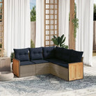 Loungeset in grijs materiaal met gepoedercoat staal en waterdichte zak - Grijs en blauw / Zonder tafel - Tuinsets