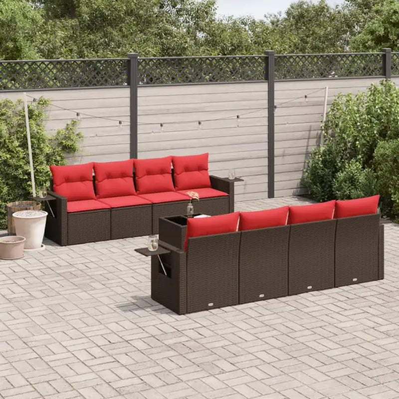 Loungeset in grijs materiaal met gepoedercoat staal en waterdichte tas - Bruin - Tuinsets