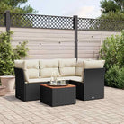 Loungeset in Grijs Materiaal met Waterdichte Tas en Gepoedercoat Staal - Zwart en crème - Tuinsets