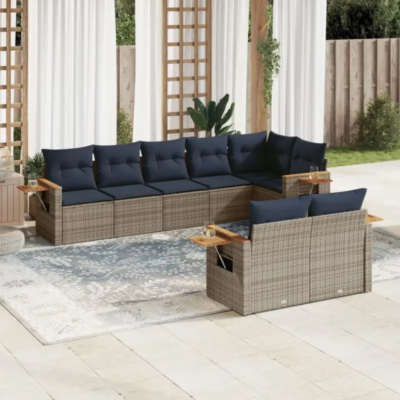 Loungeset in Grijs Materiaal met Waterdichte Tas en Gepoedercoat Staal - Grijs en blauw / Zonder tafel - Tuinsets