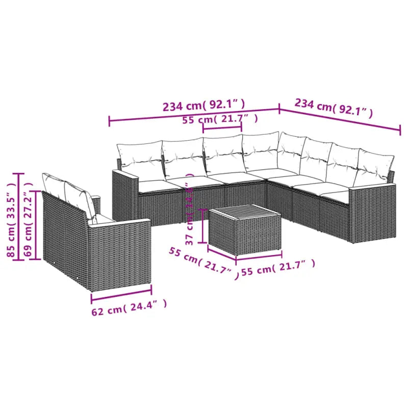 Loungeset in grijs materiaal met waterdichte tas en gepoedercoat staal - Tuinsets