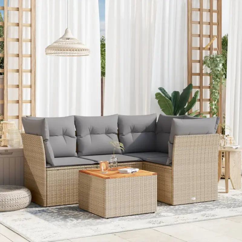 Loungeset in Grijs Materiaal met Waterdichte Tas en Gepoedercoat Staal - beige mix en lichtgrijs - Tuinsets