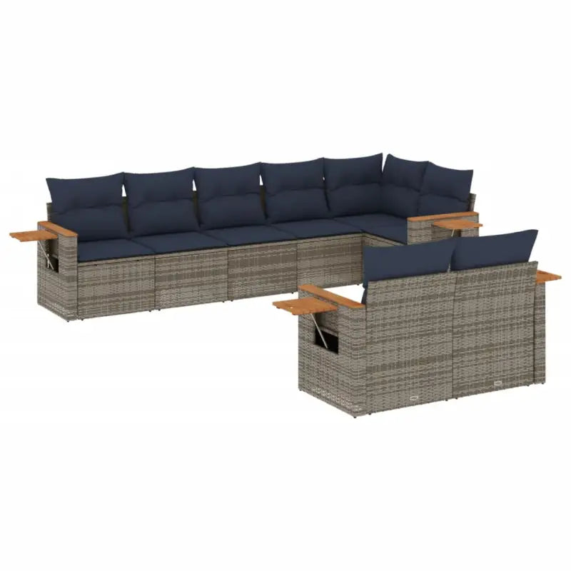 Loungeset in Grijs Materiaal met Waterdichte Tas en Gepoedercoat Staal - Grijs en blauw / Zonder tafel - Tuinsets
