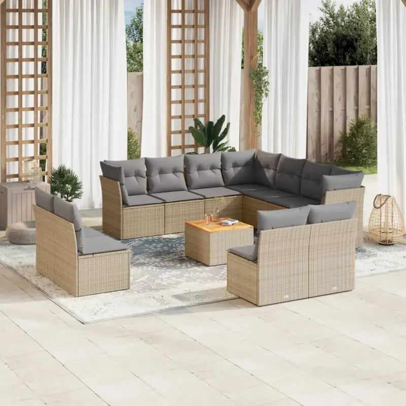Loungeset in grijs materiaal met waterdichte tas en gepoedercoated staal - beige mix en lichtgrijs - Tuinsets