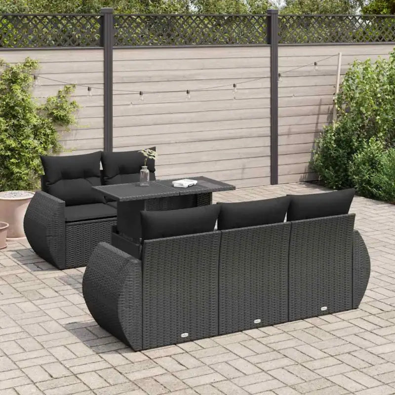 Loungeset in grijs materiaal met waterdichte zak en gepoedercoat staal - Zwart / met opbergruimte - Tuinsets