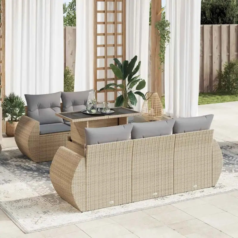 Loungeset in grijs materiaal met waterdichte zak en gepoedercoat staal - Beige en grijs / met opbergruimte - Tuinsets