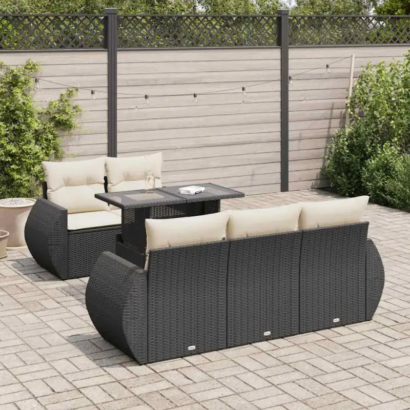 Loungeset in grijs materiaal met waterdichte zak en gepoedercoat staal - Zwart en crème / met opbergruimte - Tuinsets