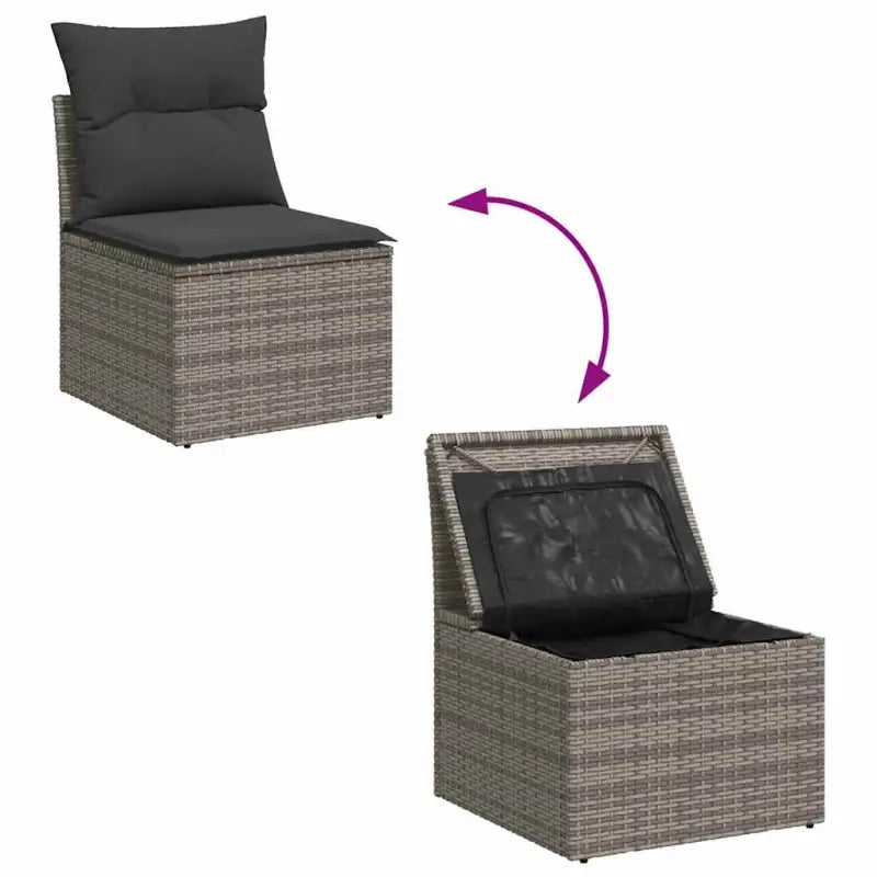 Loungeset in grijs materiaal met waterdichte zak en gepoedercoat staal - Tuinsets