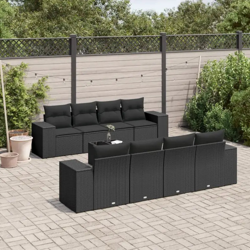 Loungeset in zwart materiaal met gepoedercoat staal afmetingen - Zwart - Tuinsets