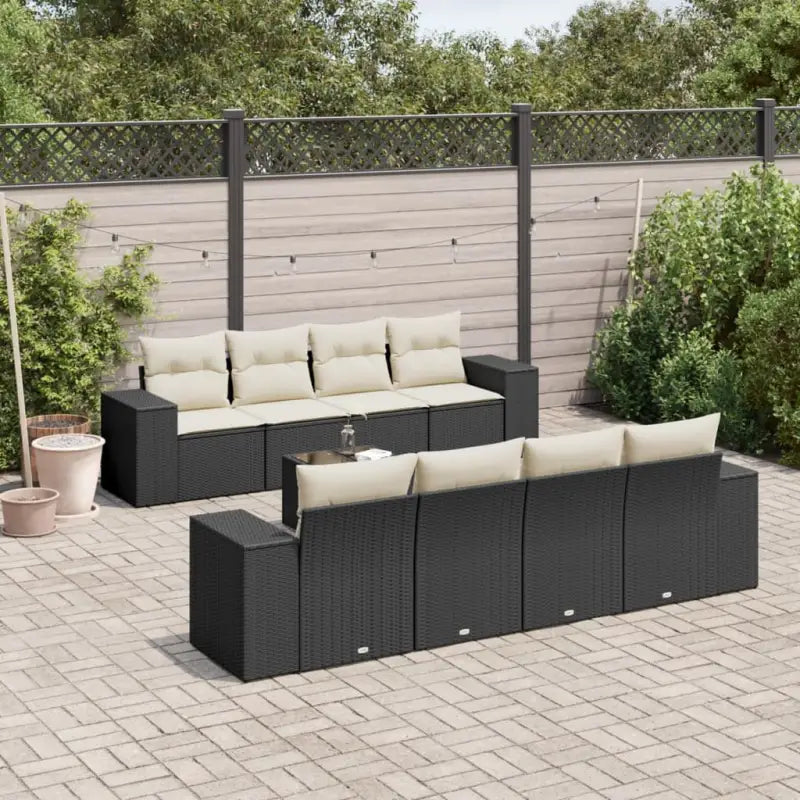 Loungeset in zwart materiaal met gepoedercoat staal afmetingen - Zwart en crème - Tuinsets