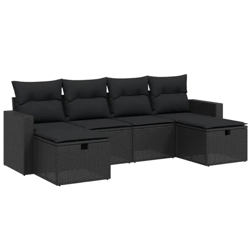 Loungeset in zwart materiaal met gepoedercoat staal afmetingen - Tuinsets