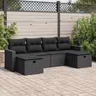 Loungeset in zwart materiaal met gepoedercoat staal afmetingen - Zwart / met opbergruimte en zak - Tuinsets
