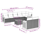 Loungeset in zwart materiaal met gepoedercoat staal afmetingen - Tuinsets