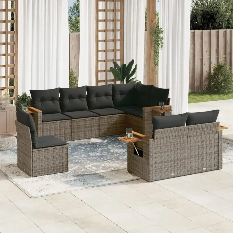 Loungeset in zwart materiaal met gepoedercoat staal en comfortabele afmetingen - Grijs / Zonder tafel - Tuinsets