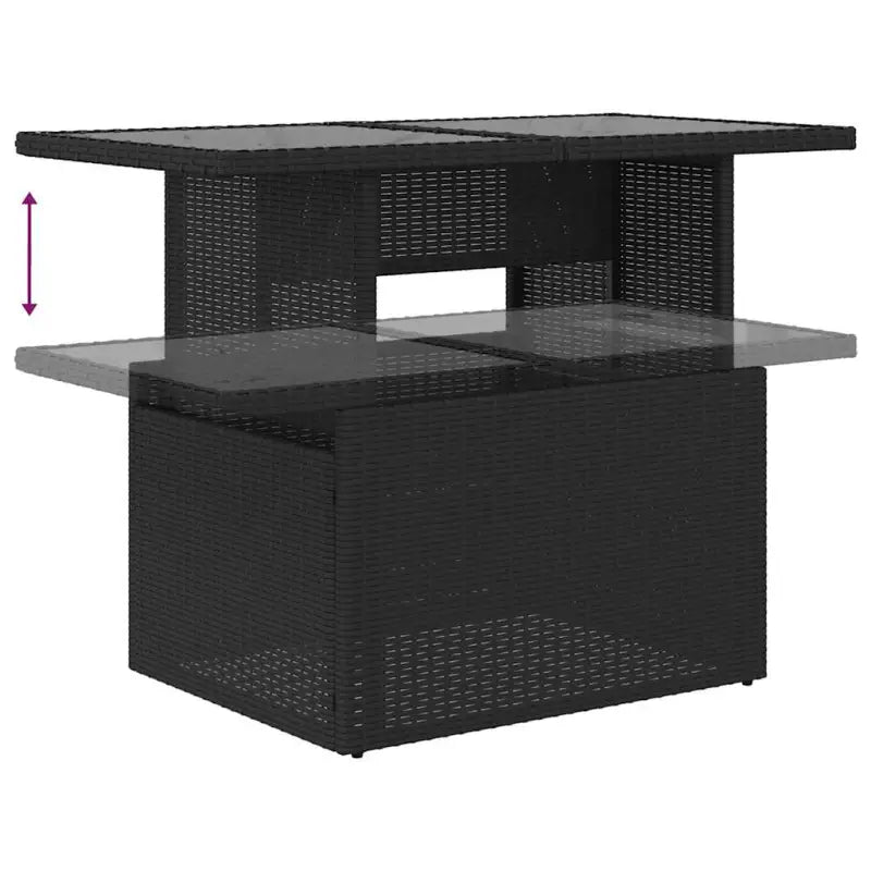 Loungeset in zwart materiaal met gepoedercoat staal en perfecte afmetingen - Tuinsets