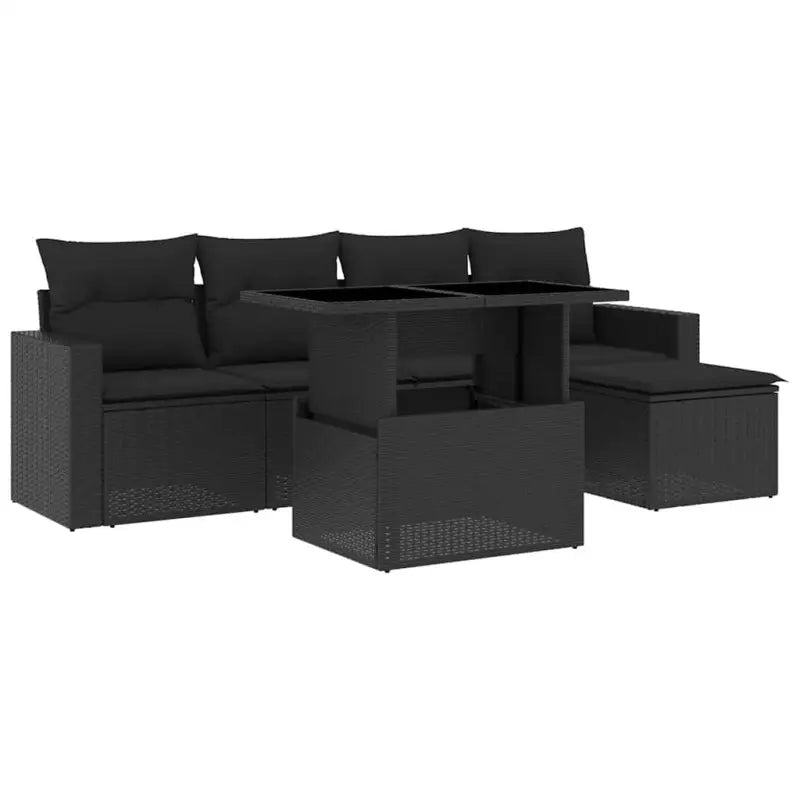 Loungeset in zwart materiaal met gepoedercoat staal en perfecte afmetingen - Tuinsets