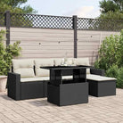 Loungeset in zwart materiaal met gepoedercoat staal en perfecte afmetingen - Zwart en crème / zonder opbergruimte