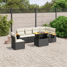 Loungeset in zwart materiaal met gepoedercoat staal voor buiten ontspanning - Zwart en crème - Tuinsets