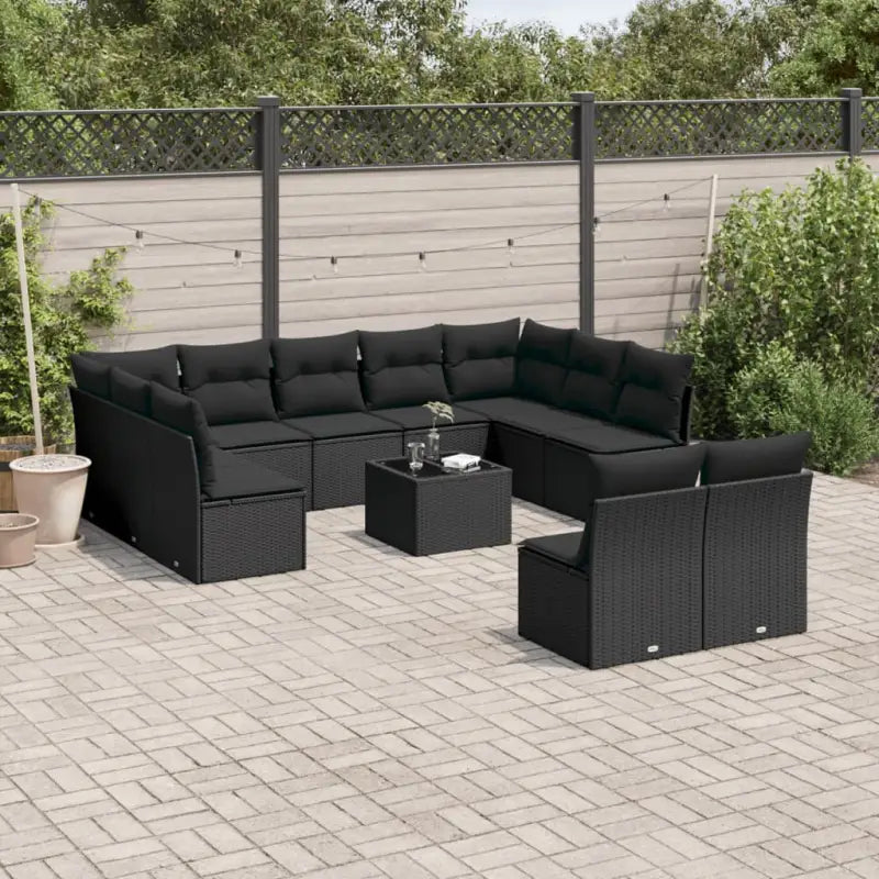Loungeset in zwart materiaal met waterdichte tas en gepoedercoat staal - Tuinsets