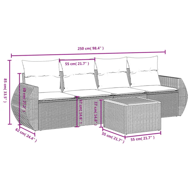 Loungeset met beige materiaal en gepoedercoat staal voor buitenplezier - Tuinsets