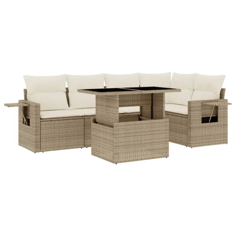 Loungeset met beige materiaal en gepoedercoat staal voor buitengebruik - Tuinsets