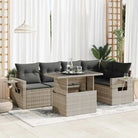 Loungeset met beige materiaal en gepoedercoat staal voor buitengebruik - Lichtgrijs / met opbergruimte - Tuinsets