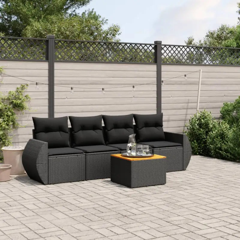Loungeset met beige materiaal en gepoedercoat staal voor buitenplezier - Zwart - Tuinsets