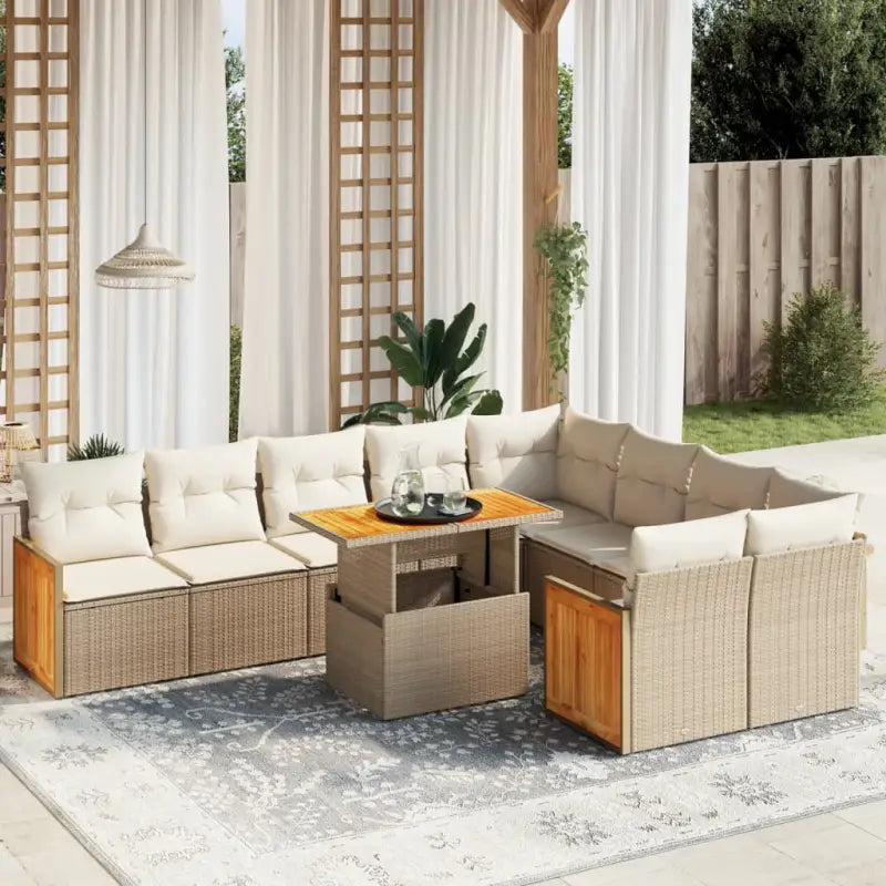 Loungeset met beige materiaal en gepoedercoat staal voor buitenplezier - beige en crèmekleurig - Tuinsets