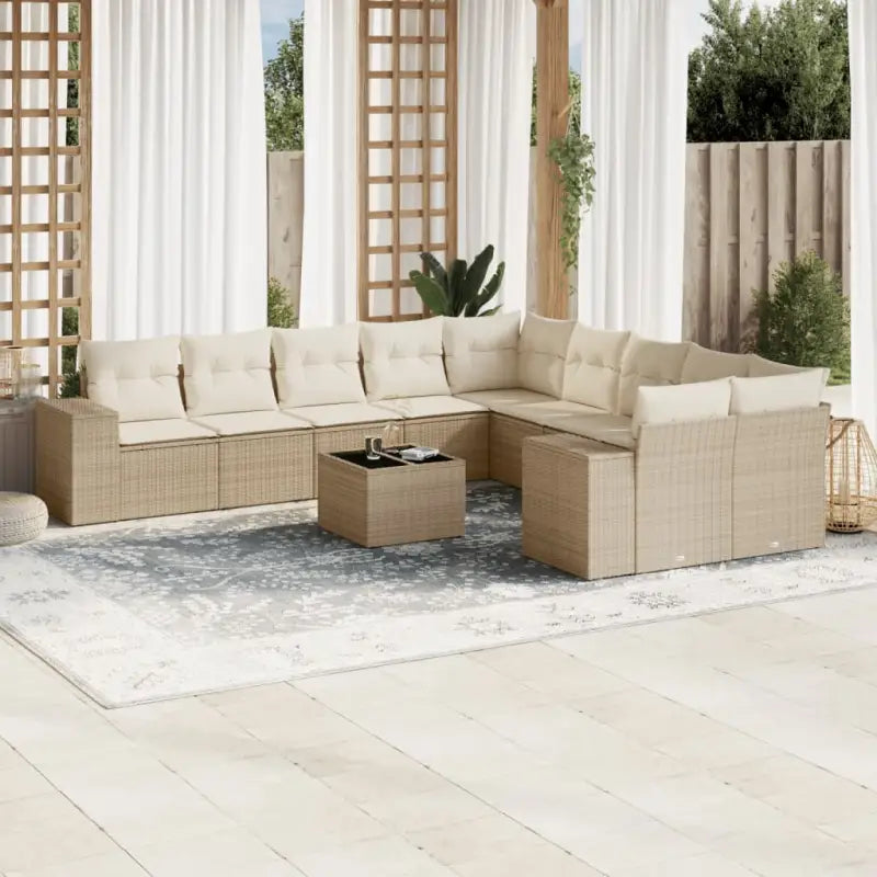 Loungeset met beige materiaal en gepoedercoat staal voor buitenplezier - Tuinsets